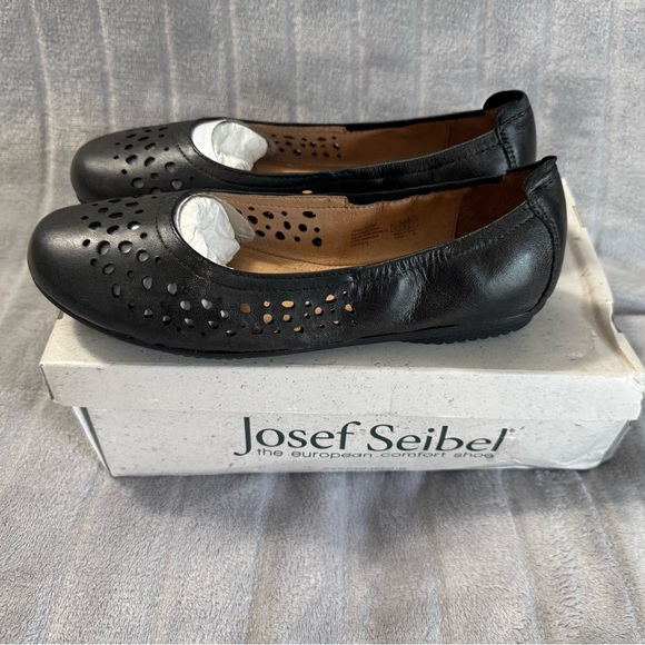 Josef Seibel Pippa 29 Nesty Oil Black Leather Ballerina Flats EU 36 US 5 to 5.5 - Picture 5 of 12